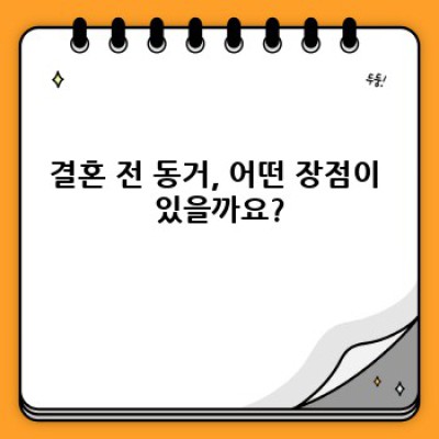 결혼 전 동거: 장점, 단점, 그리고 현실적인 고려사항 완벽 가이드